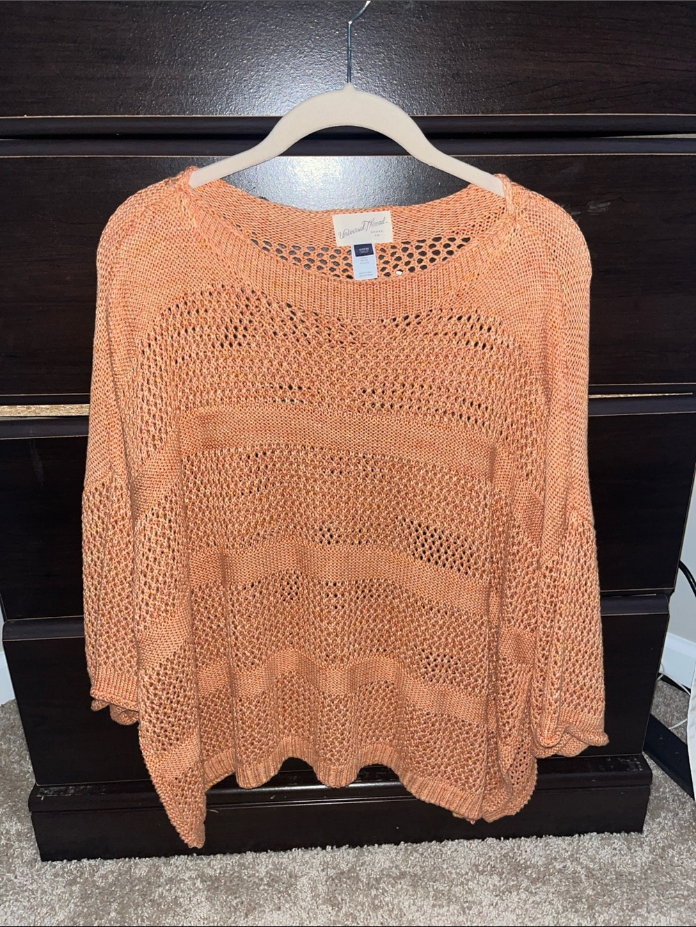Universal Thread crochet crewneck sweater with batwing sleeves OSFM
